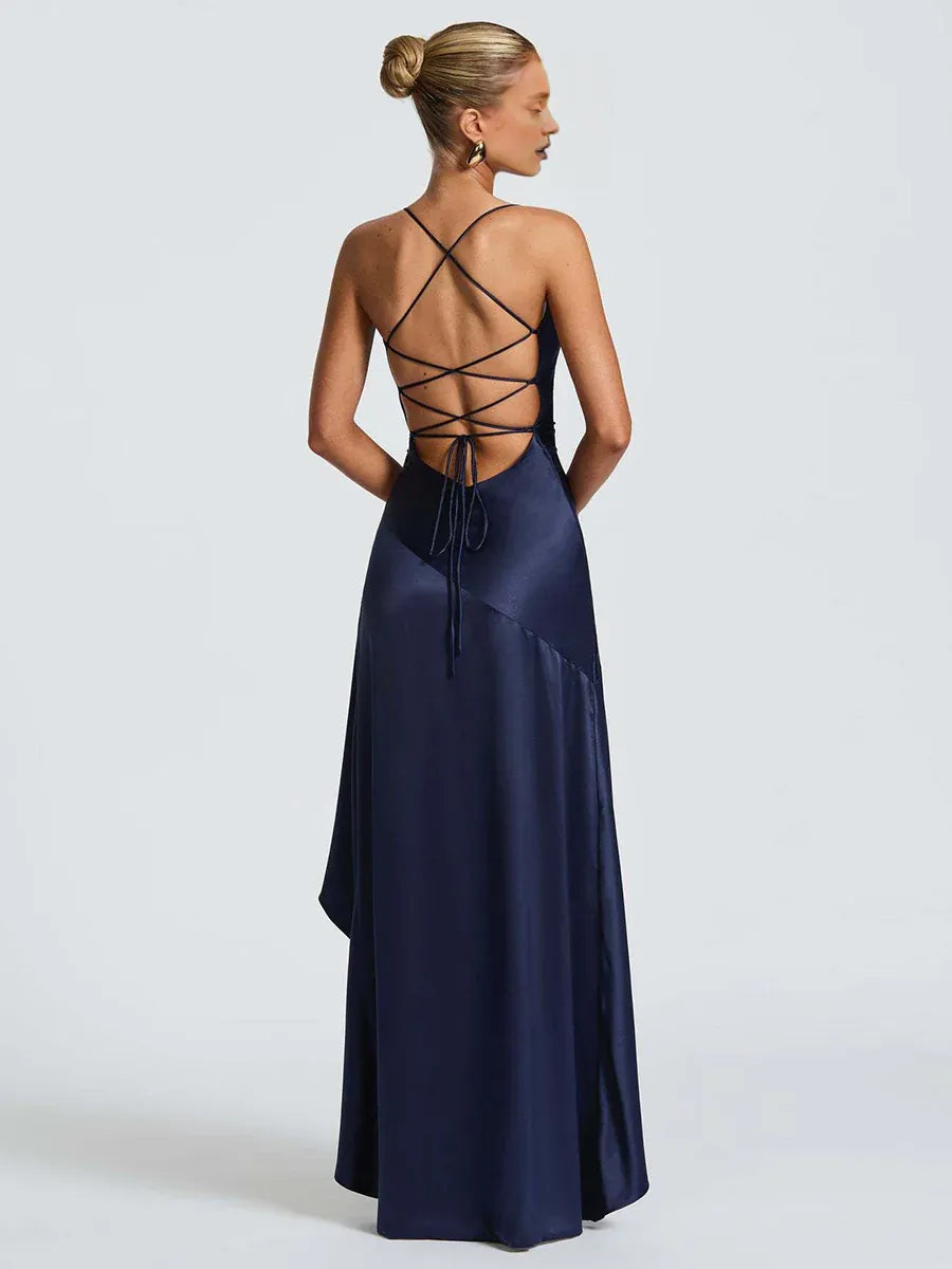 Elegant Mermaid Spaghetti Straps Sleeveless Backless Floor-Length Prom Dress